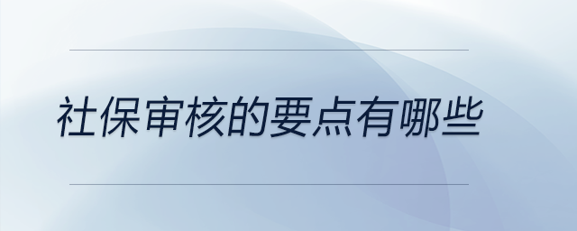 社保审核的要点有哪些