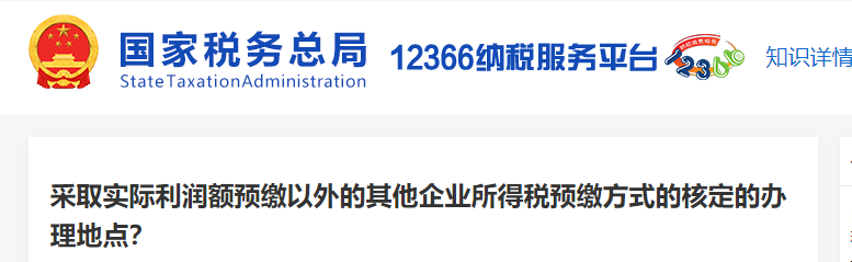 采取实际利润额预缴以外的其他企业所得税预缴方式的核定的办理地点