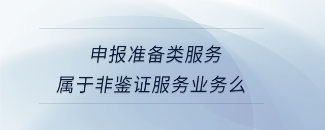 申报准备类服务属于非鉴证服务业务么