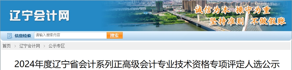 辽宁省2024年正高级会计专业专项评定人选公示