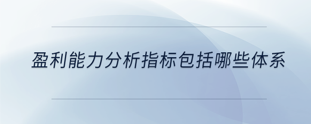 盈利能力分析指标包括哪些体系